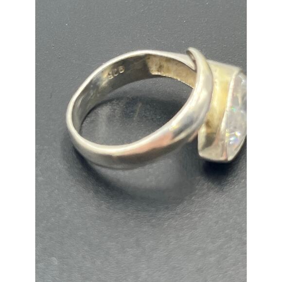 Sterling Silver Bypass Pear Shaped CZ 3.5 Ct Engagement Ring size 7.75 - Picture 11 of 12